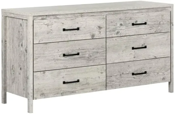 Hivvago Modern Washed Pine 6 Drawer Double Dresser