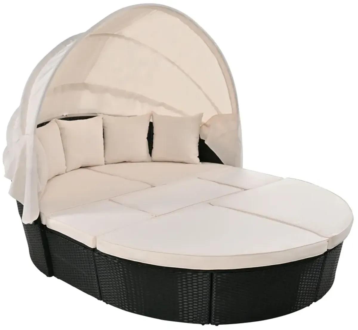 Merax Outdoor rattan daybed sunbed with retractable canopy