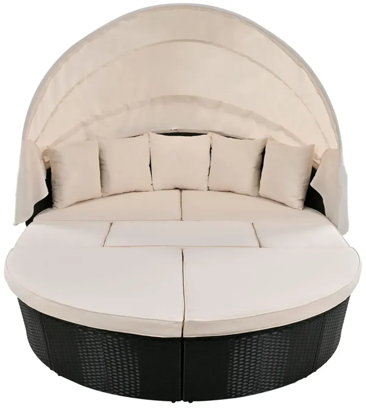 Merax Outdoor rattan daybed sunbed with retractable canopy