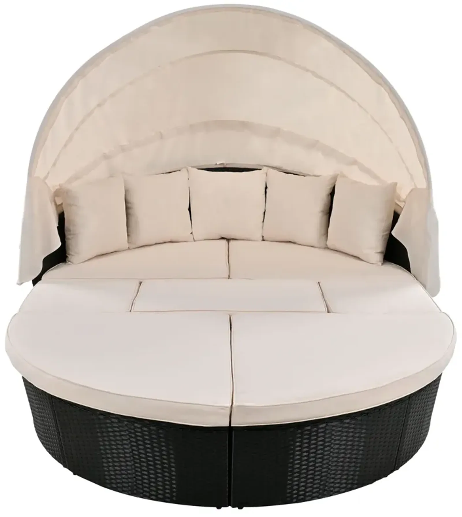 Merax Outdoor rattan daybed sunbed with retractable canopy