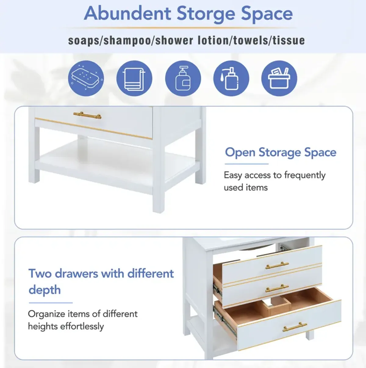 Gewnee 30" Bathroom Vanity  Cabinet  White