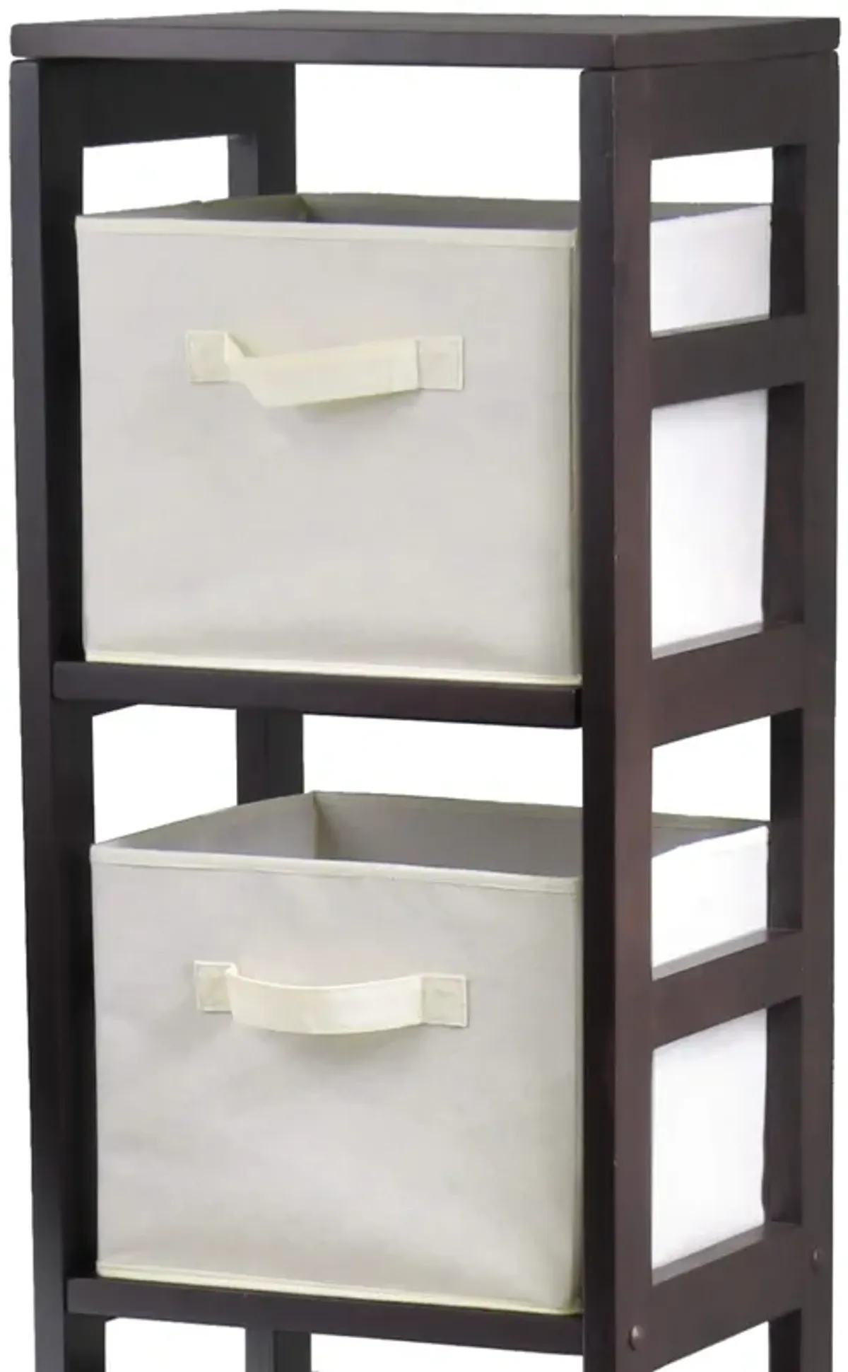 Capri 5-Pc Storage Shelf with 4 Foldable Fabric Baskets, Espresso and Beige