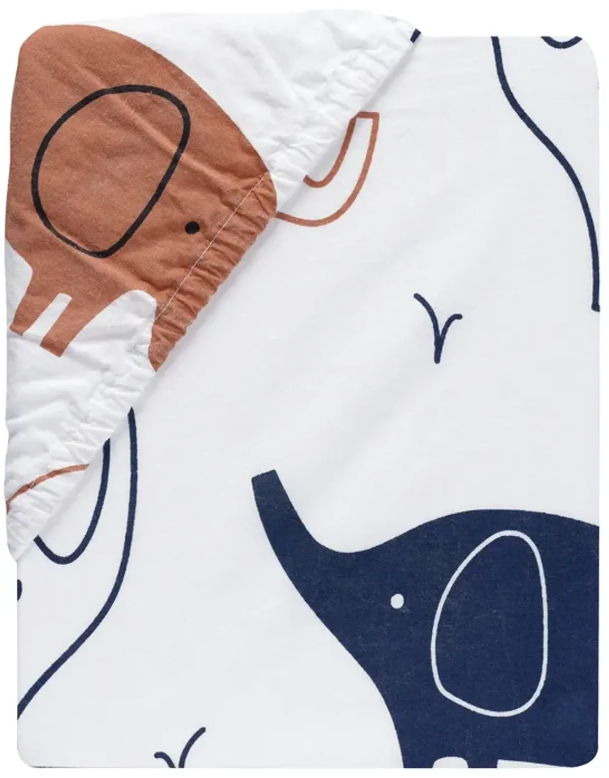 Lambs & Ivy Playful Elephant 100% Cotton White/Blue Baby Fitted Crib Sheet