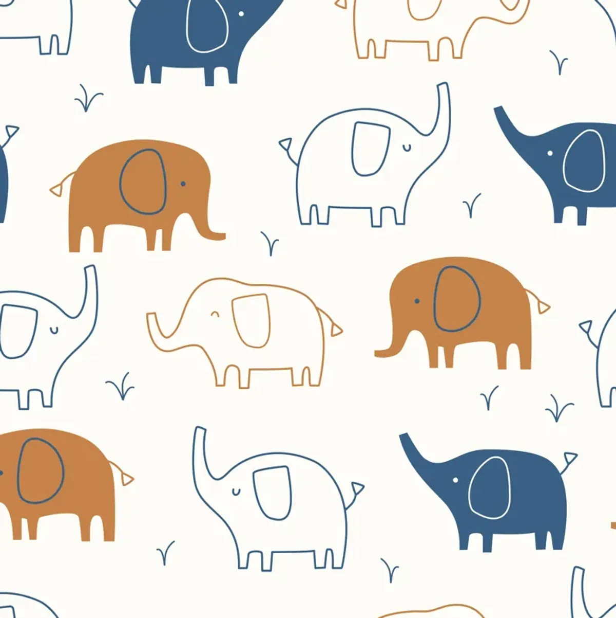 Lambs & Ivy Playful Elephant 100% Cotton White/Blue Baby Fitted Crib Sheet