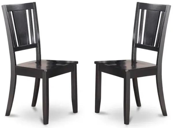 Dudley Dining Chair with Wood Seat in Black Finish, Set of 2