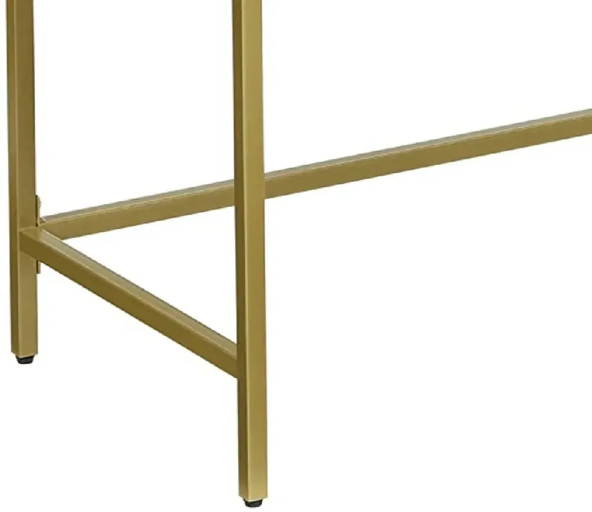 Kin 39 Inch Sofa Console Table, Metal Frame, Tempered Glass Shelves, Gold-Benzara