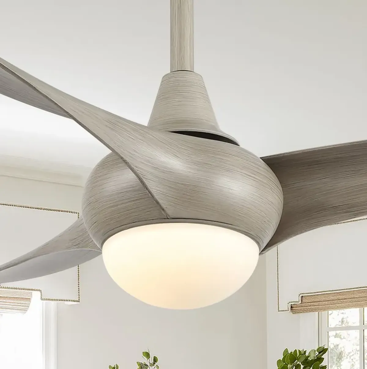 Aviator Coastal Vintage Iron/Plastic Retro Swirl Integrated LED Ceiling Fan