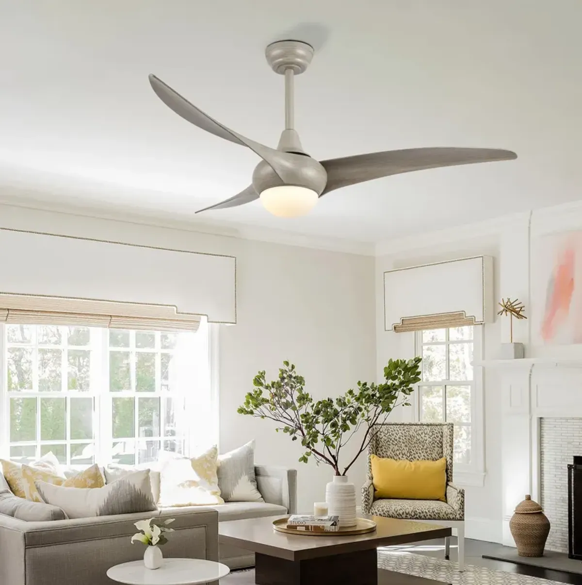 Aviator Coastal Vintage Iron/Plastic Retro Swirl Integrated LED Ceiling Fan