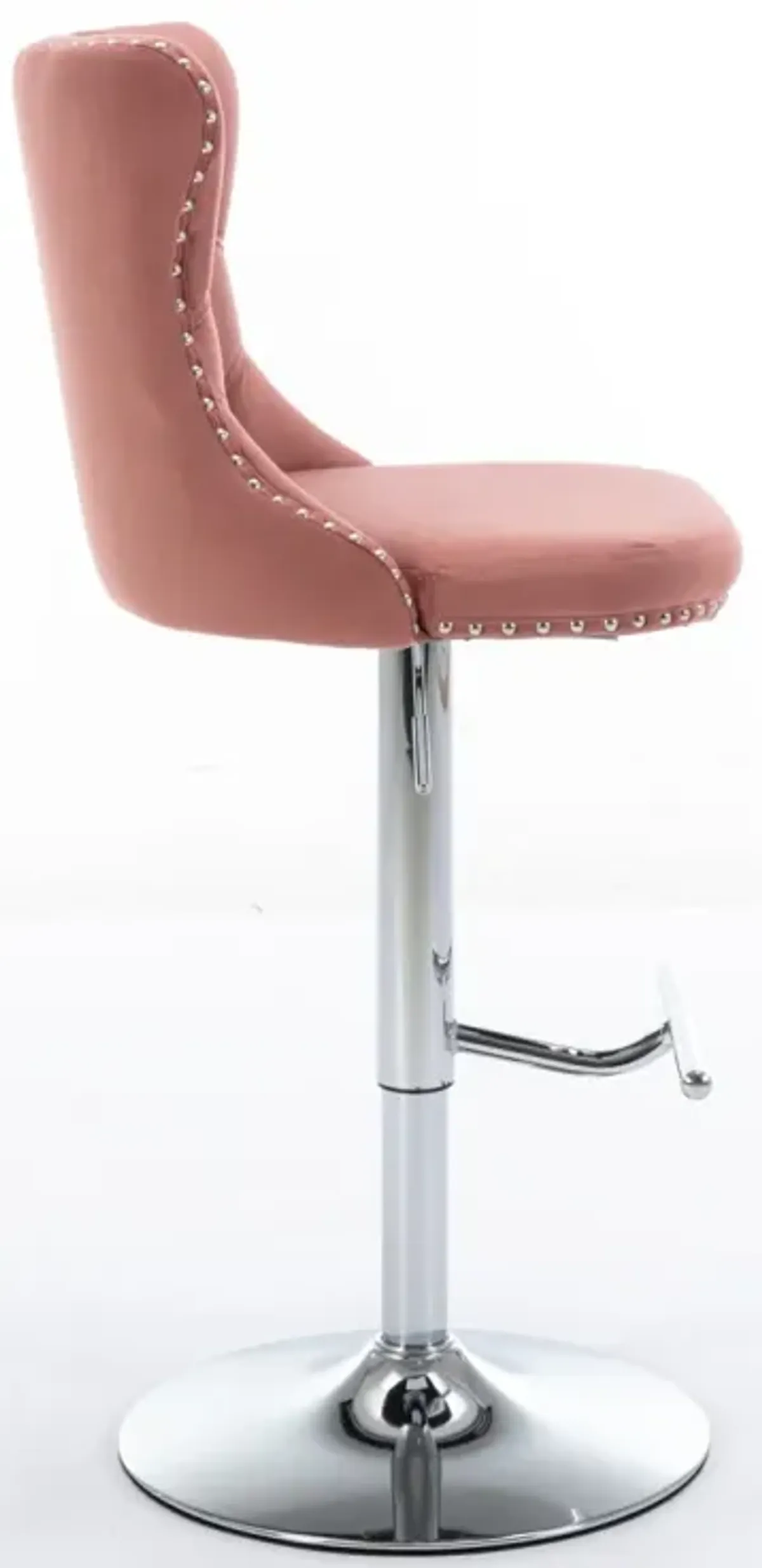 Modern Pink Velvet Swivel Barstools, Set of 2