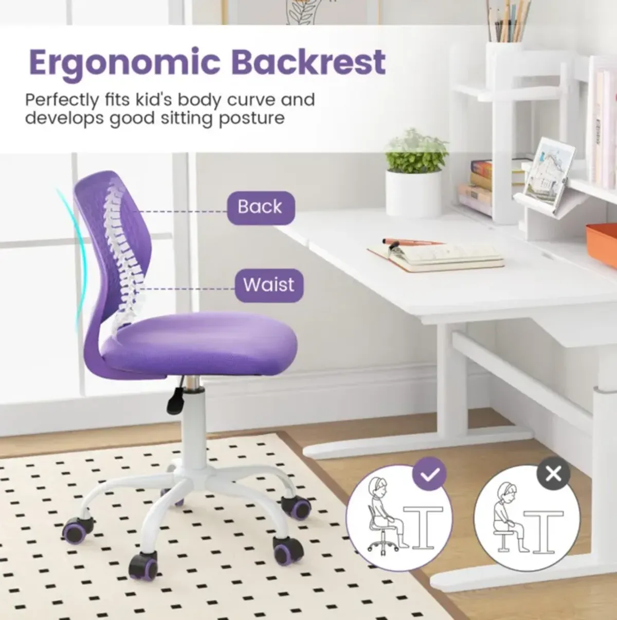 Hivvago Ergonomic Children Study Chair with Adjustable Height