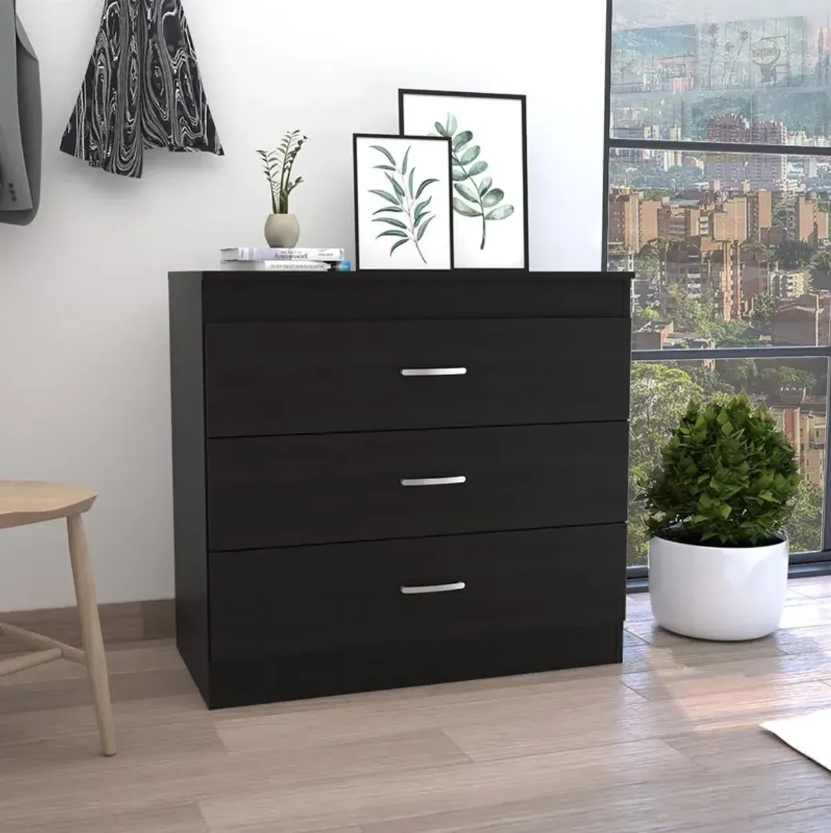 Zurich Three-Drawers Dresser-Black