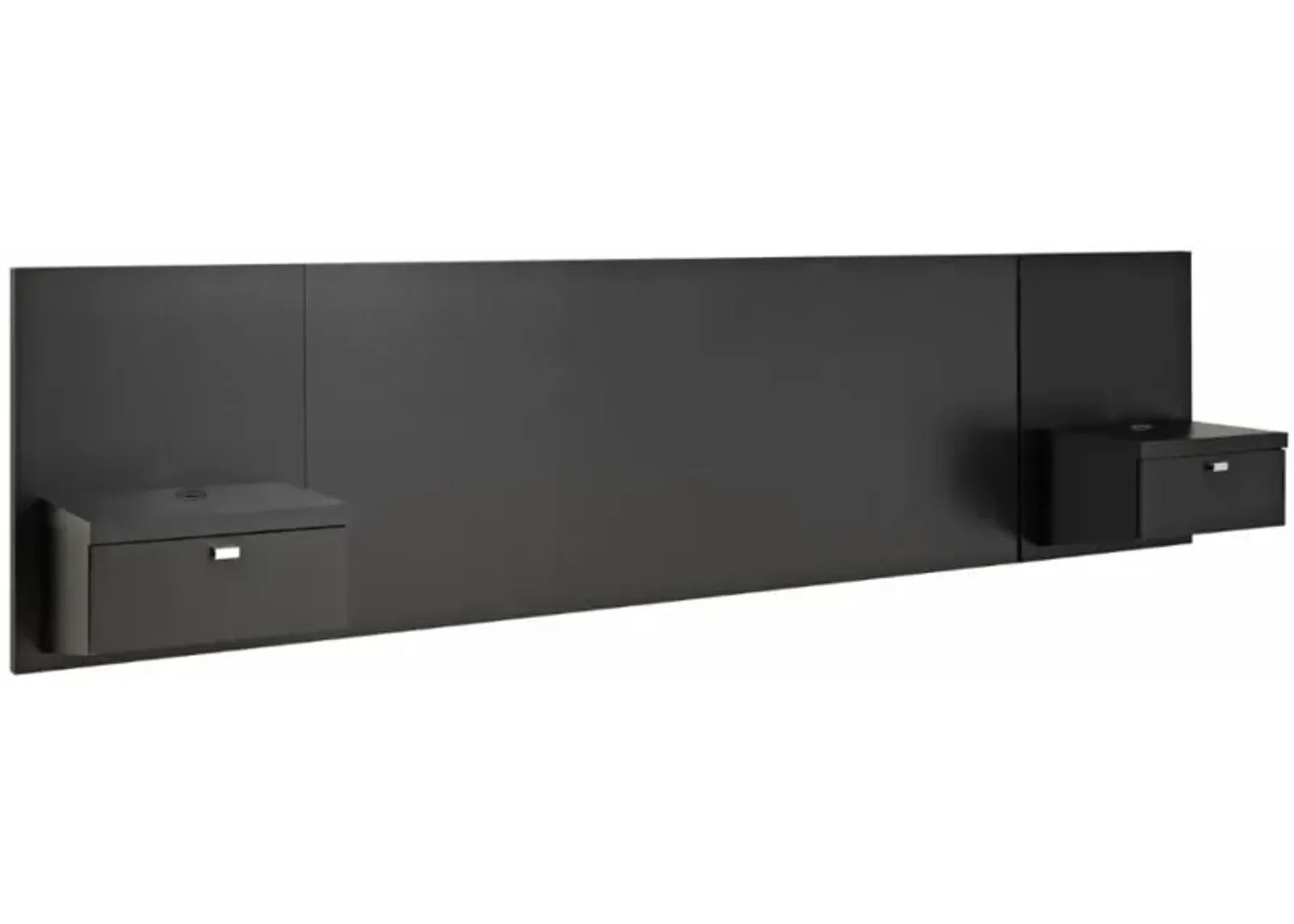 Modern Wall Mounted Floating Headboard with Nightstands in Black