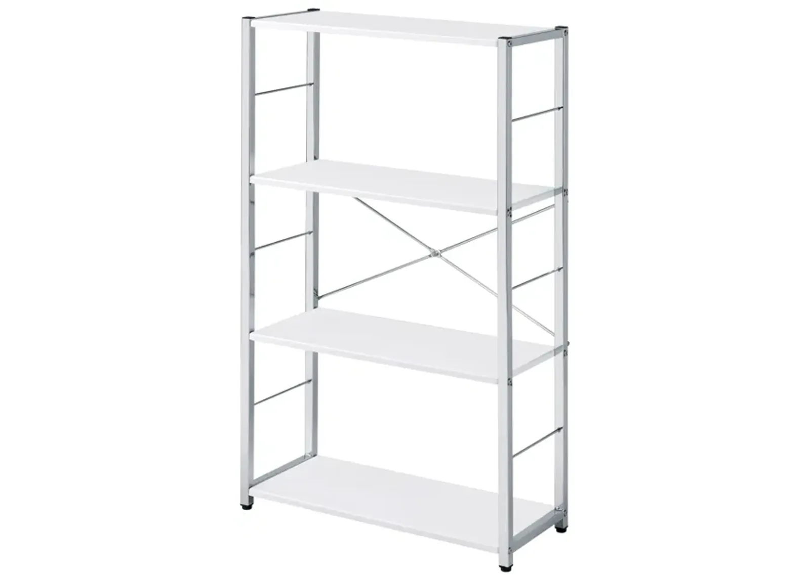 ACME Tennos Bookshelf, White & Chrome Finish