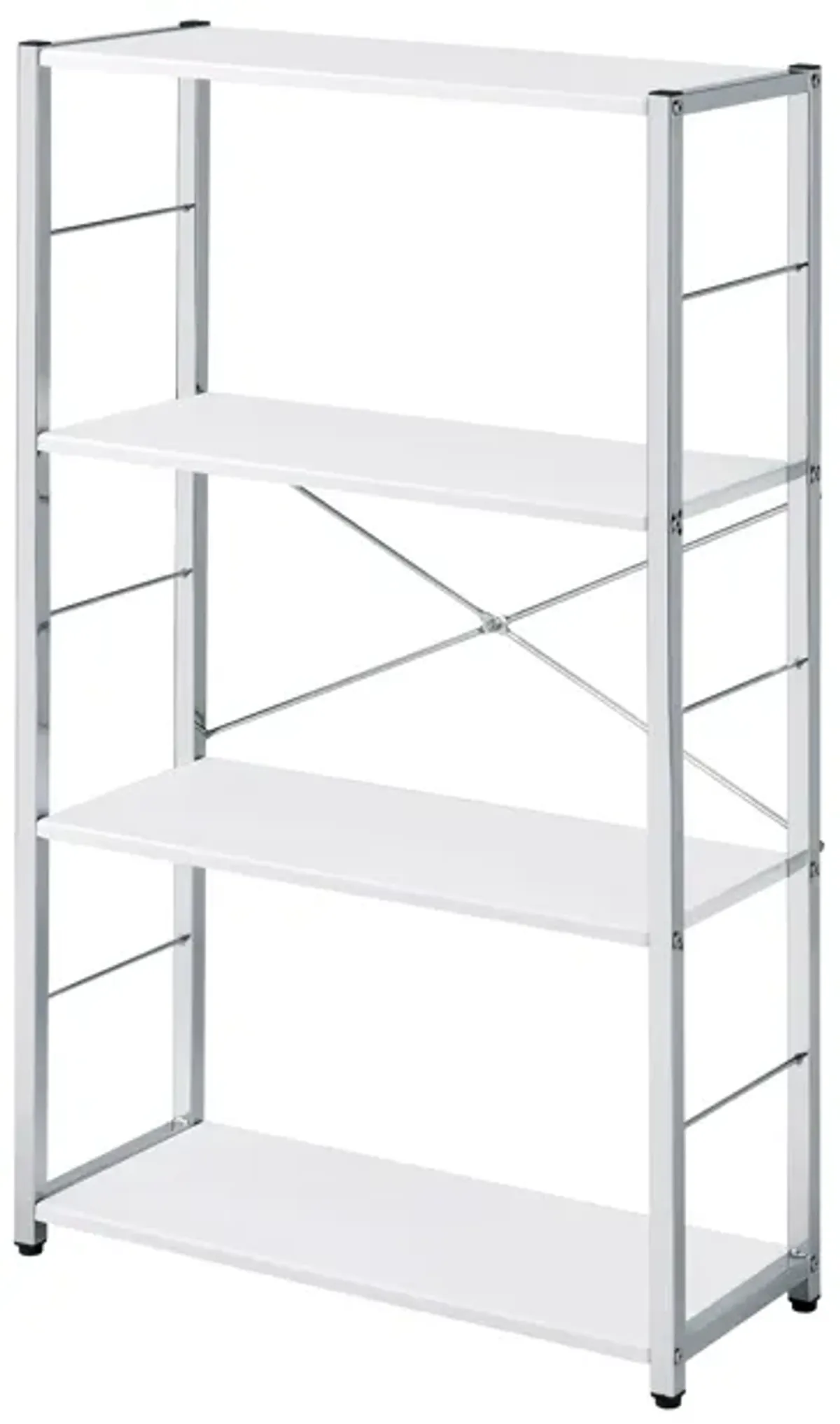 ACME Tennos Bookshelf, White & Chrome Finish