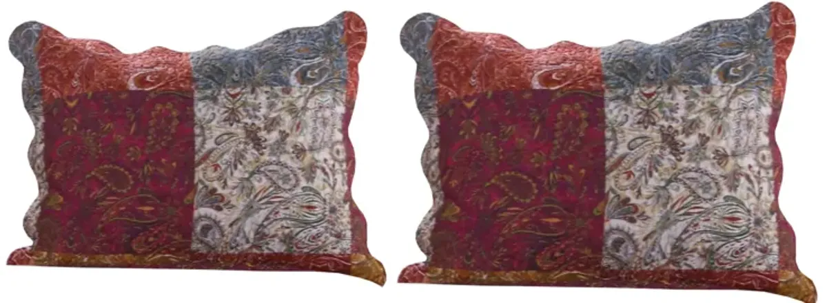 3 Piece Cotton King Size Quilt Set with Paisley Print, Multicolor - Benzara