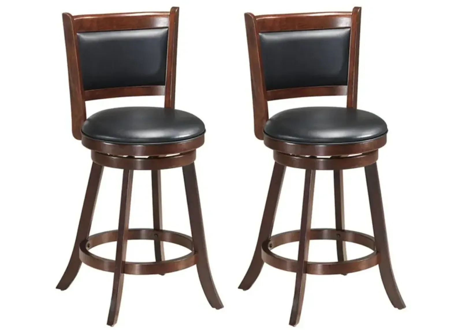 Hivvago 2 Pieces 24 Inch Swivel Counter Stool Dining Chair Upholstered Seat