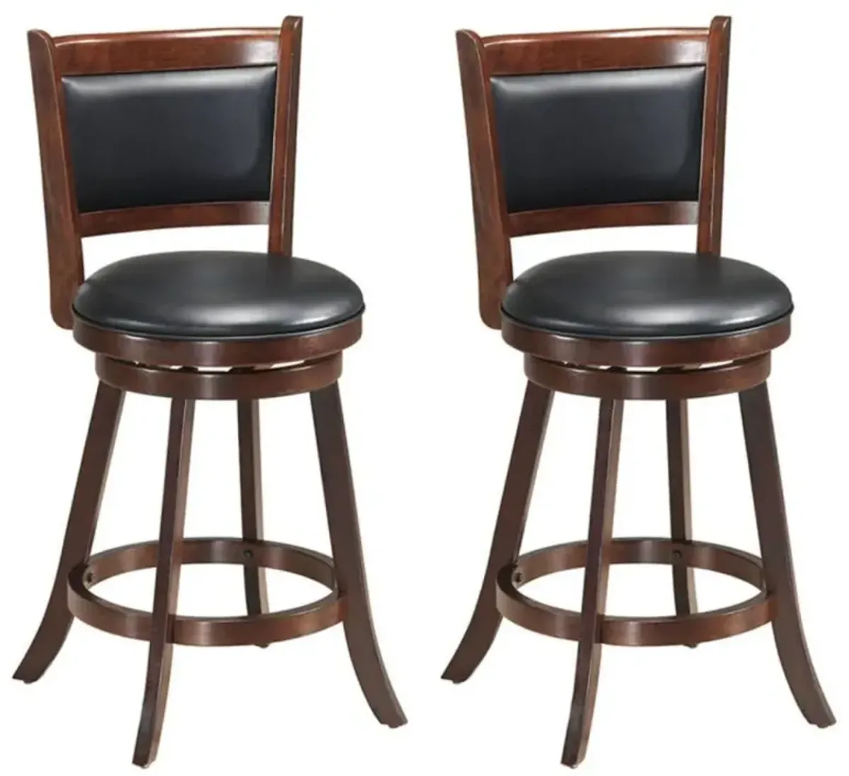 Hivvago 2 Pieces 24 Inch Swivel Counter Stool Dining Chair Upholstered Seat