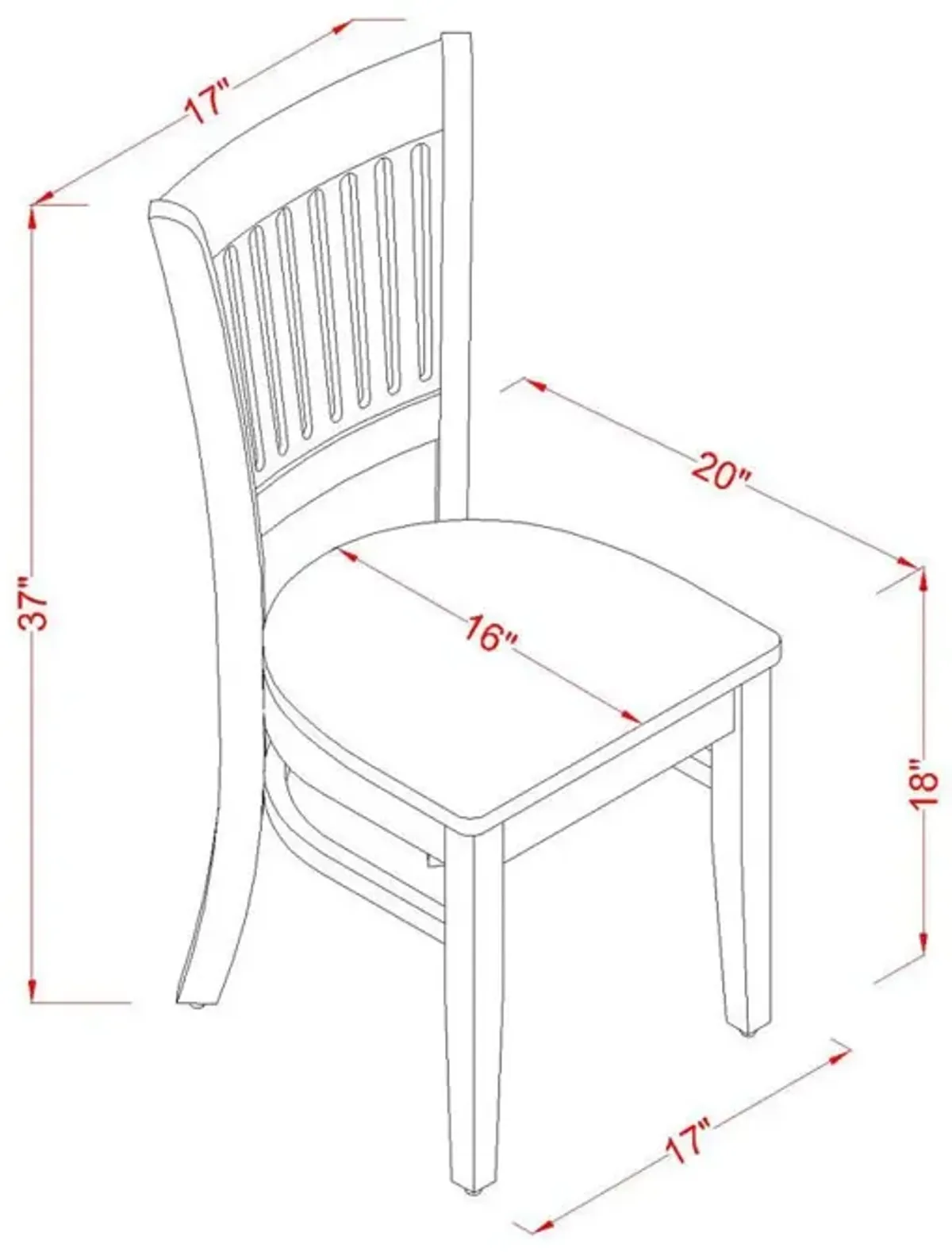 Vancouver Wood Seat Kitchen dining Chairs in Oak Finish, Set of 2