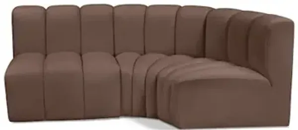 Meridian Furniture Arc Brown Vegan Leather Modular Sofa