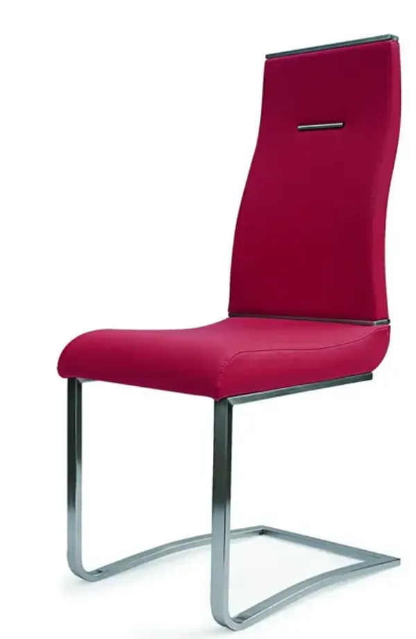 Jon 22 Inch Dining Chair, Set of 2, Cantilever Steel, Faux Leather, Red  - Benzara