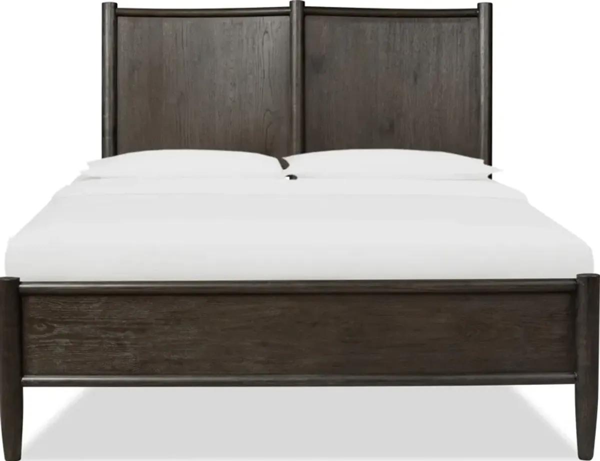 Rockport Oak Wood Queen-size Platform Bed in Yin
