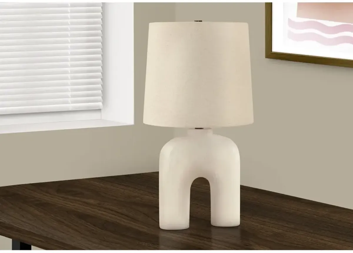 Monarch Specialties I 9728 - Lighting, 25"H, Table Lamp, Cream Resin, Beige Shade, Modern