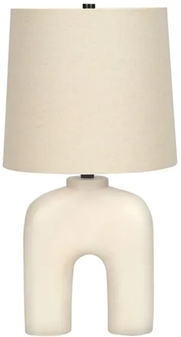 Monarch Specialties I 9728 - Lighting, 25"H, Table Lamp, Cream Resin, Beige Shade, Modern