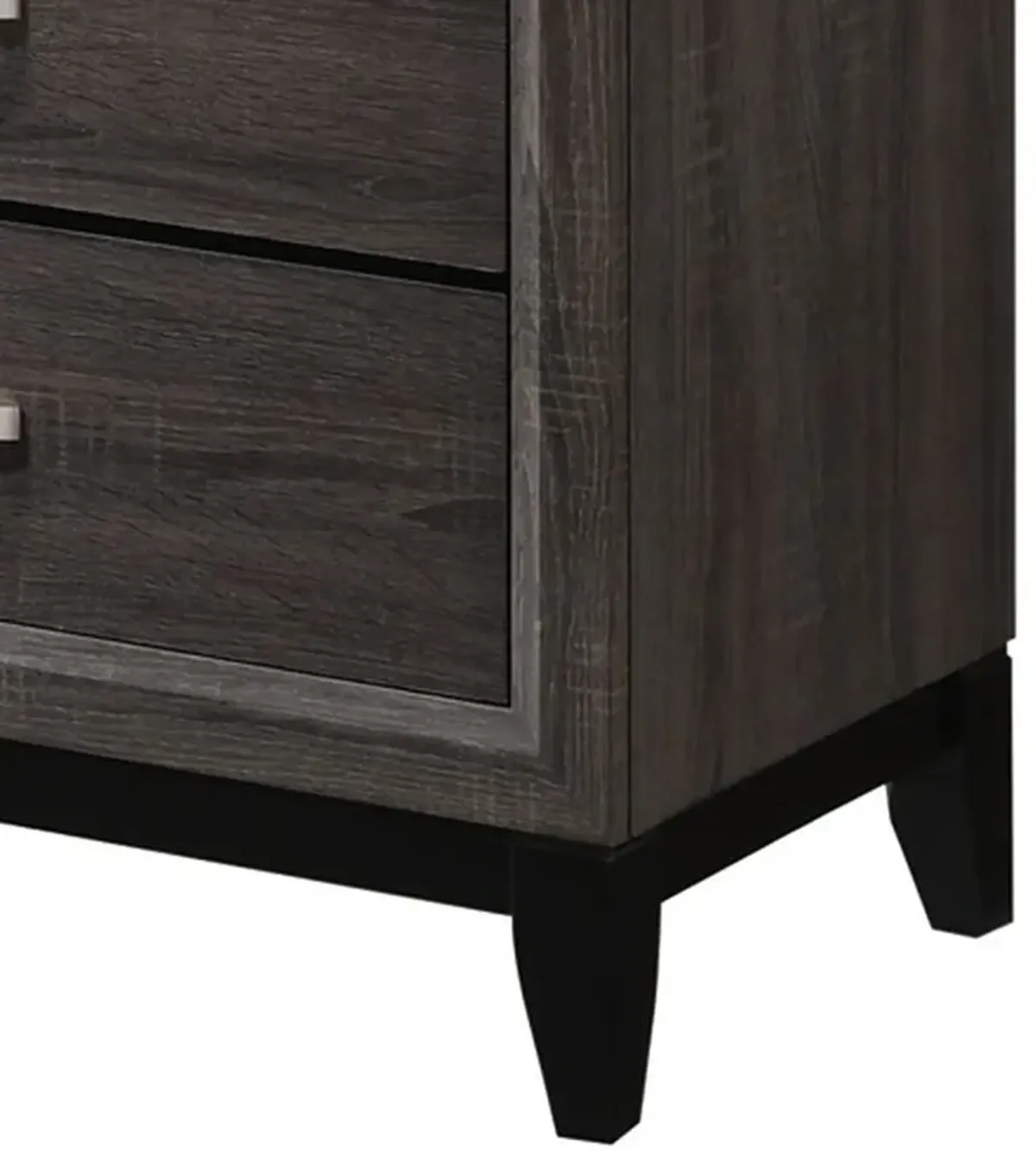 50 Inch Classic 5 Drawer Tall Dresser Chest with Metal Handles, Oak Gray-Benzara