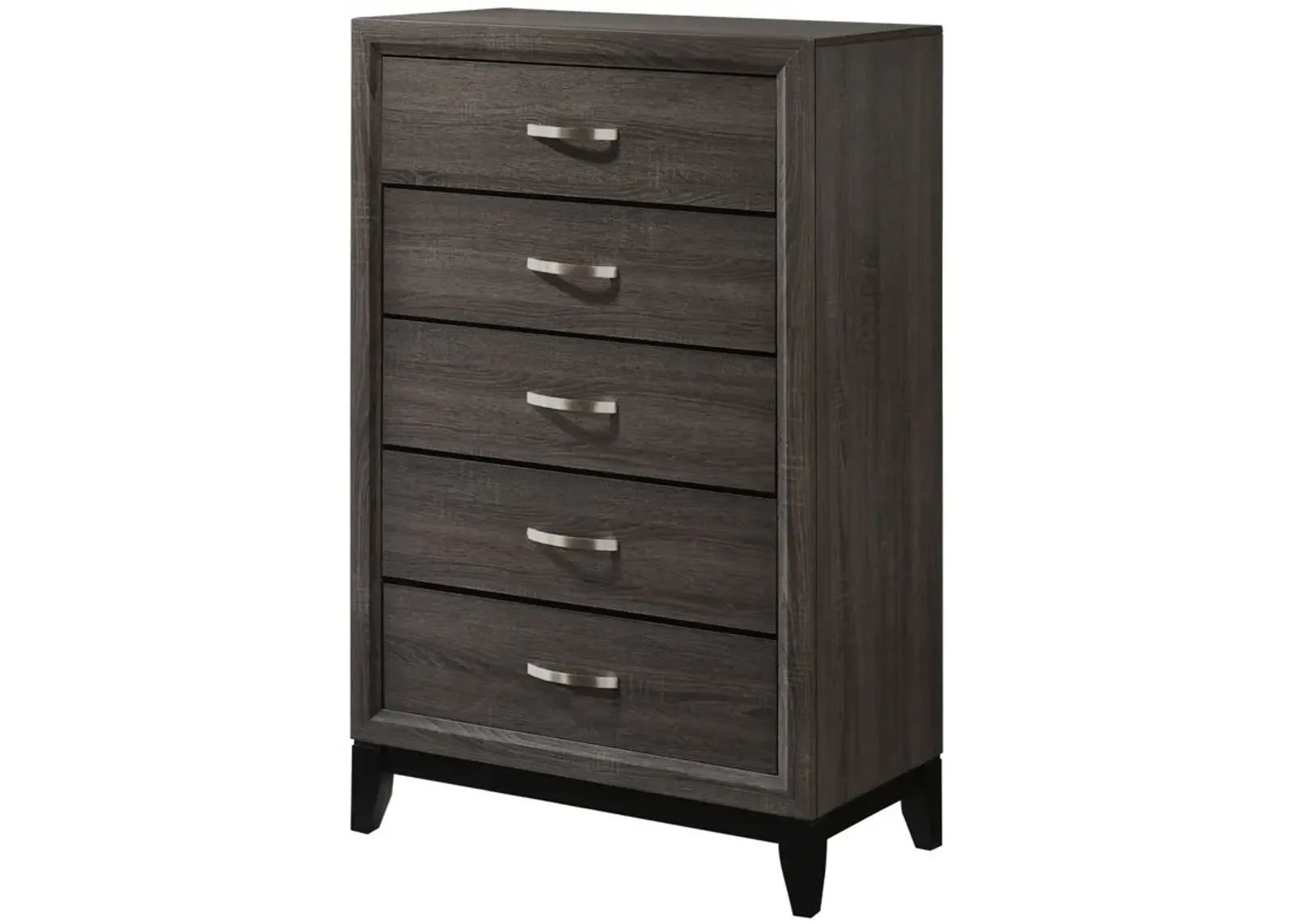 50 Inch Classic 5 Drawer Tall Dresser Chest with Metal Handles, Oak Gray-Benzara