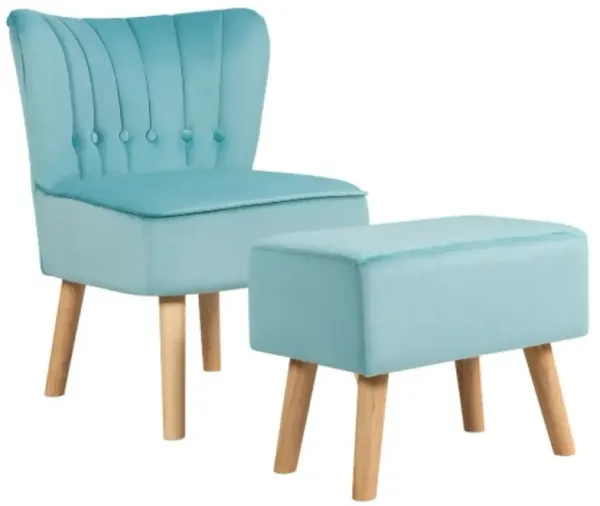 Modern Accent Chair Ottoman Set with Footstool