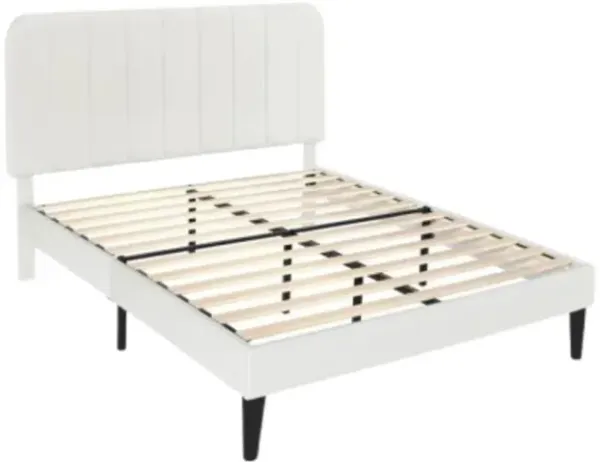 Hivvago Full size Blue Upholstered Platform Bed Frame with Headboard