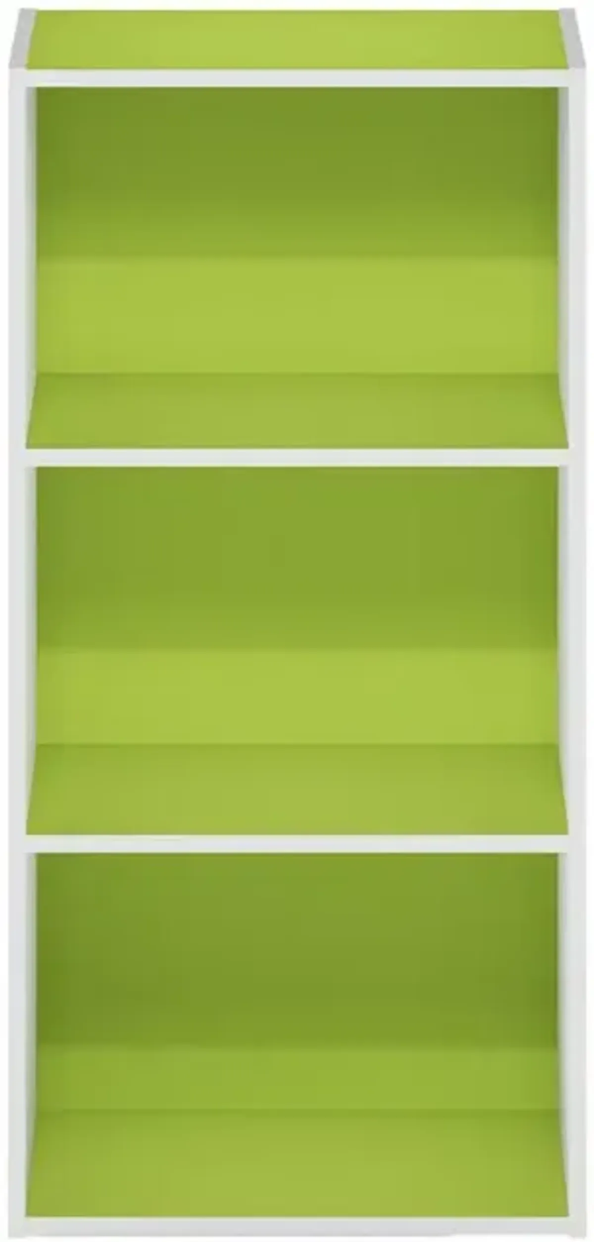 Furinno Luder 3-Tier Open Shelf Bookcase, Green/White