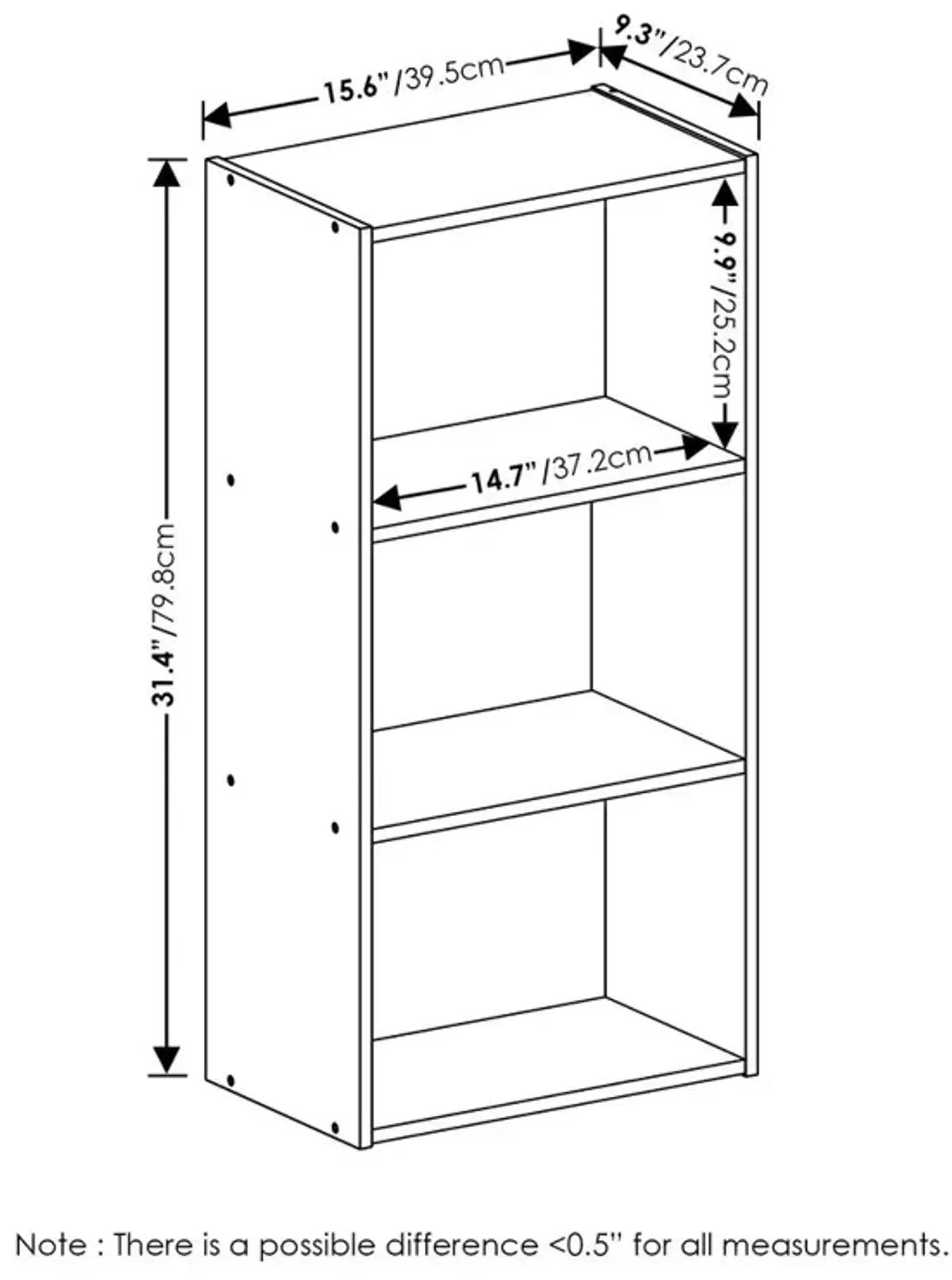 Furinno Luder 3-Tier Open Shelf Bookcase, Green/White