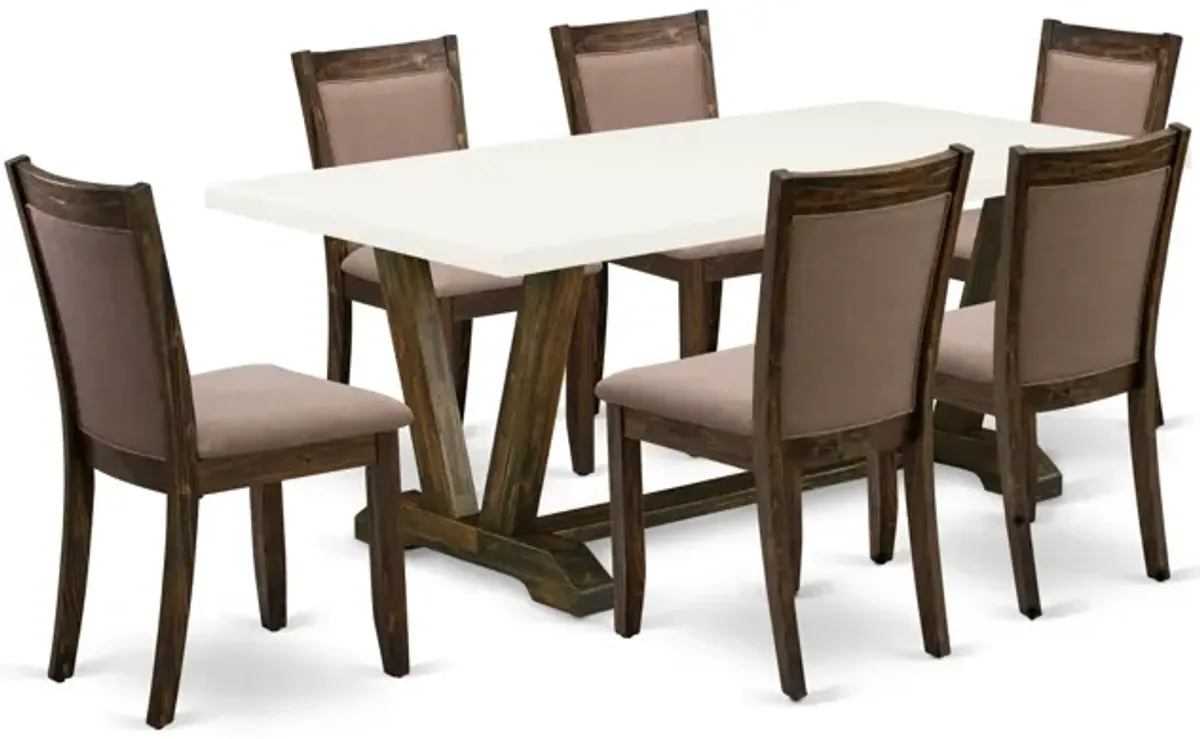 East West Furniture V727MZ748-7 7Pc Dinette Set - Rectangular Table and 6 Parson Chairs - Multi-Color Color