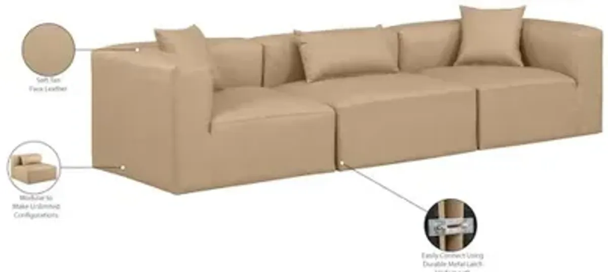 Meridian Furniture Cube Tan Vegan Leather Modular Sofa