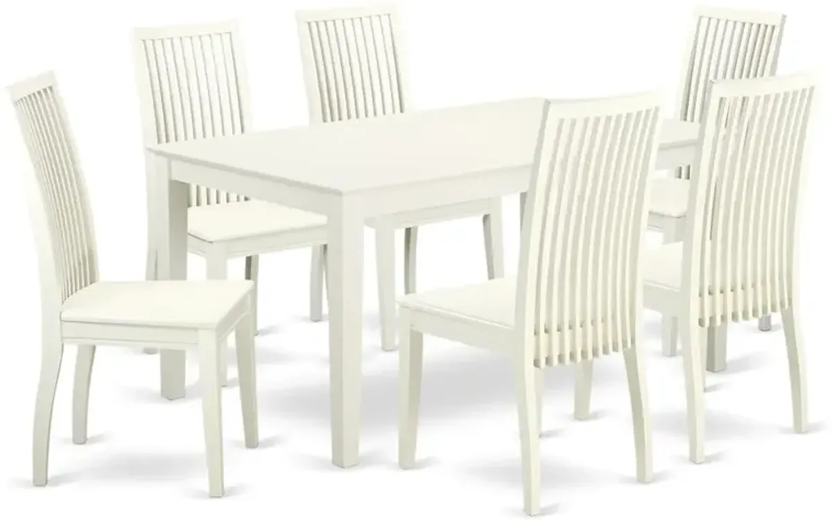 Dining Room Set Linen White, CAIP7-LWH-W