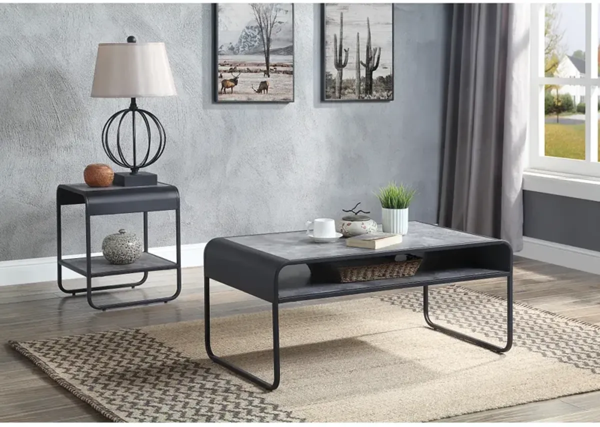 Raziela Coffee Table, Concrete Gray & Black Finish