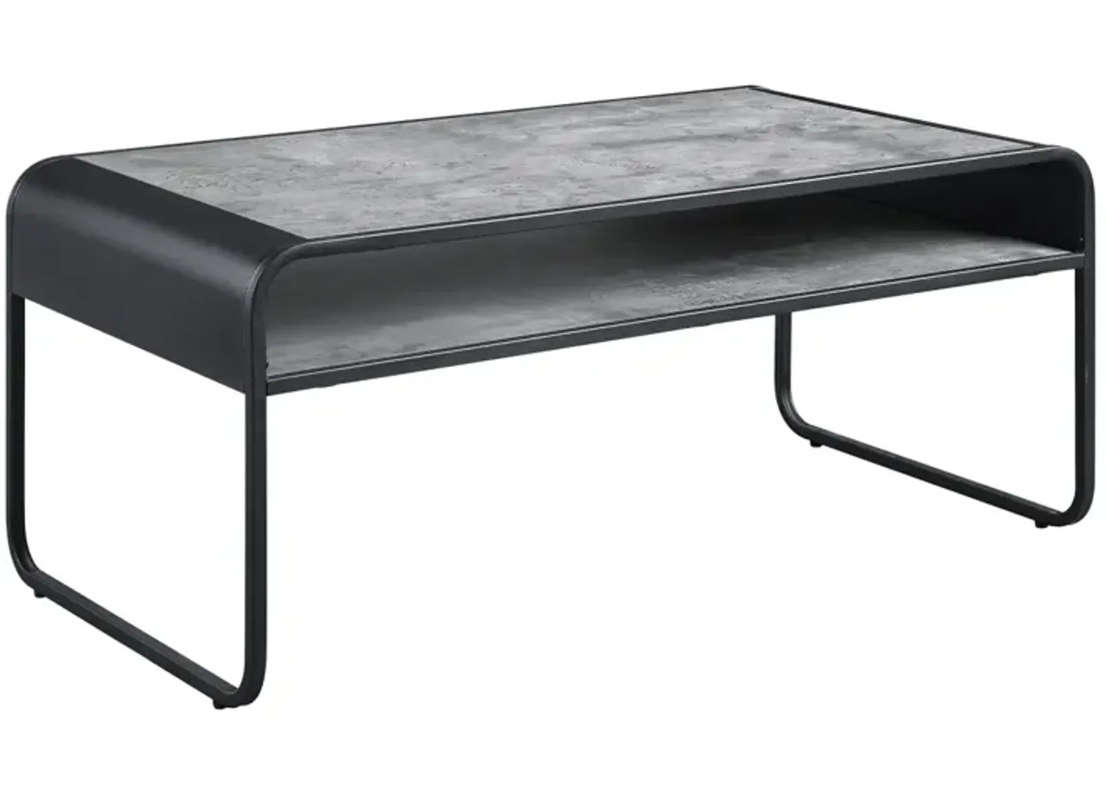 Raziela Coffee Table, Concrete Gray & Black Finish