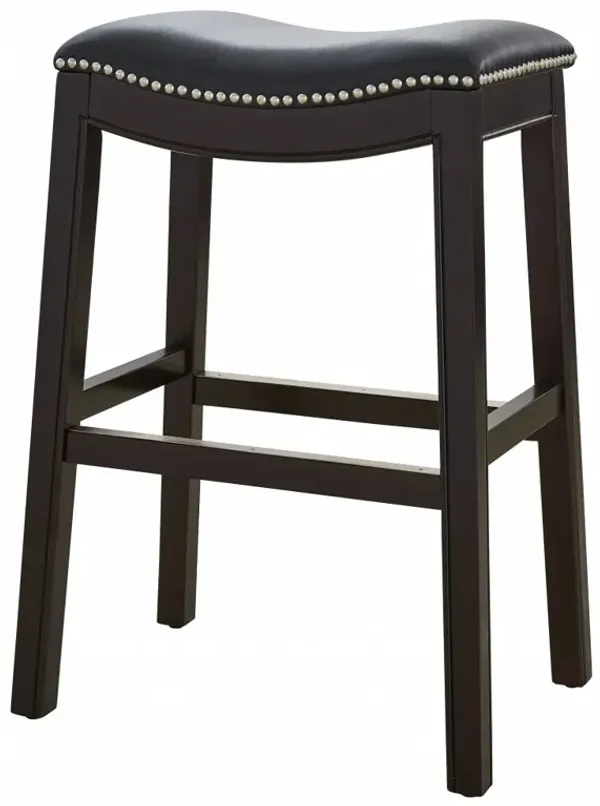 Counter Height Bar Stool with Faux Leather Seat and Solid Wood Frame, Backless Design