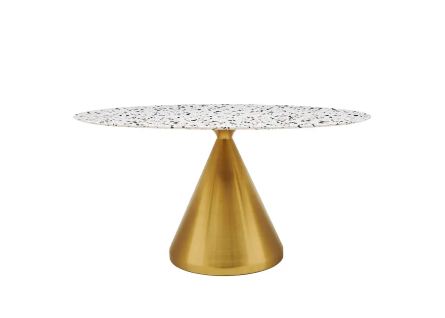 Modway - Tupelo 60" Oval Terrazzo Dining Table Gold White