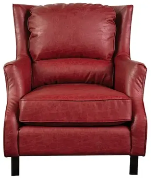Porter Designs Garnett Crackle Leather Club Style Accent Chair, Red