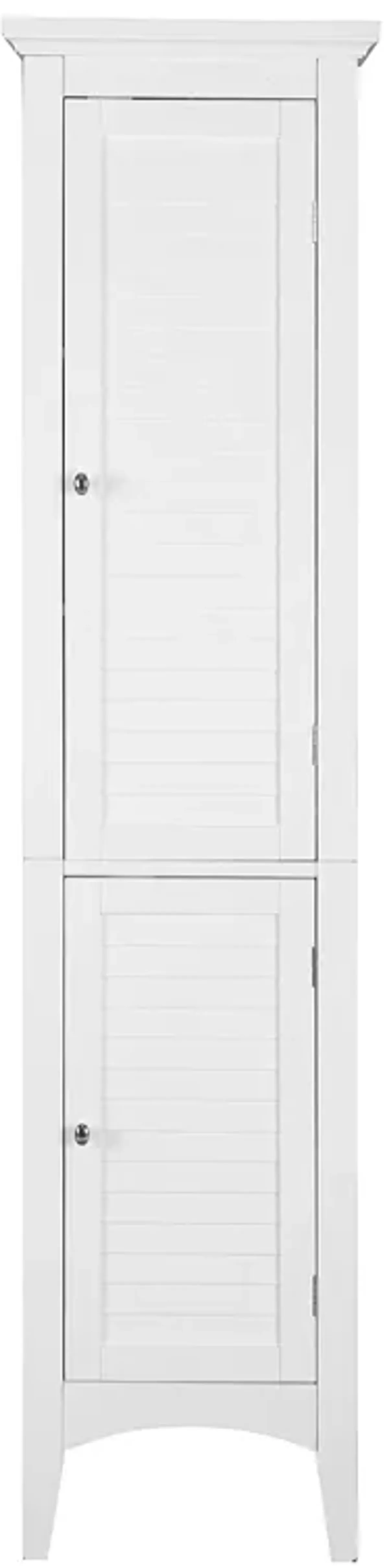 Teamson Home Glancy Two Shutter Doors Wooden Tall Tower Storage Cabinet White