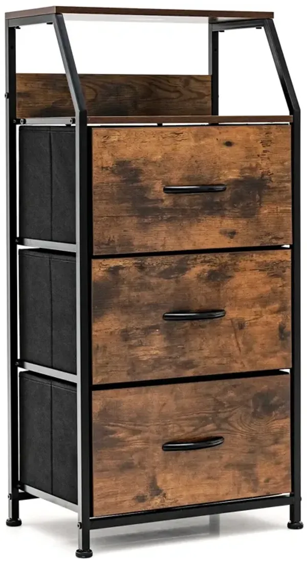 Freestanding Cabinet Dresser with Wooden Top Shelves