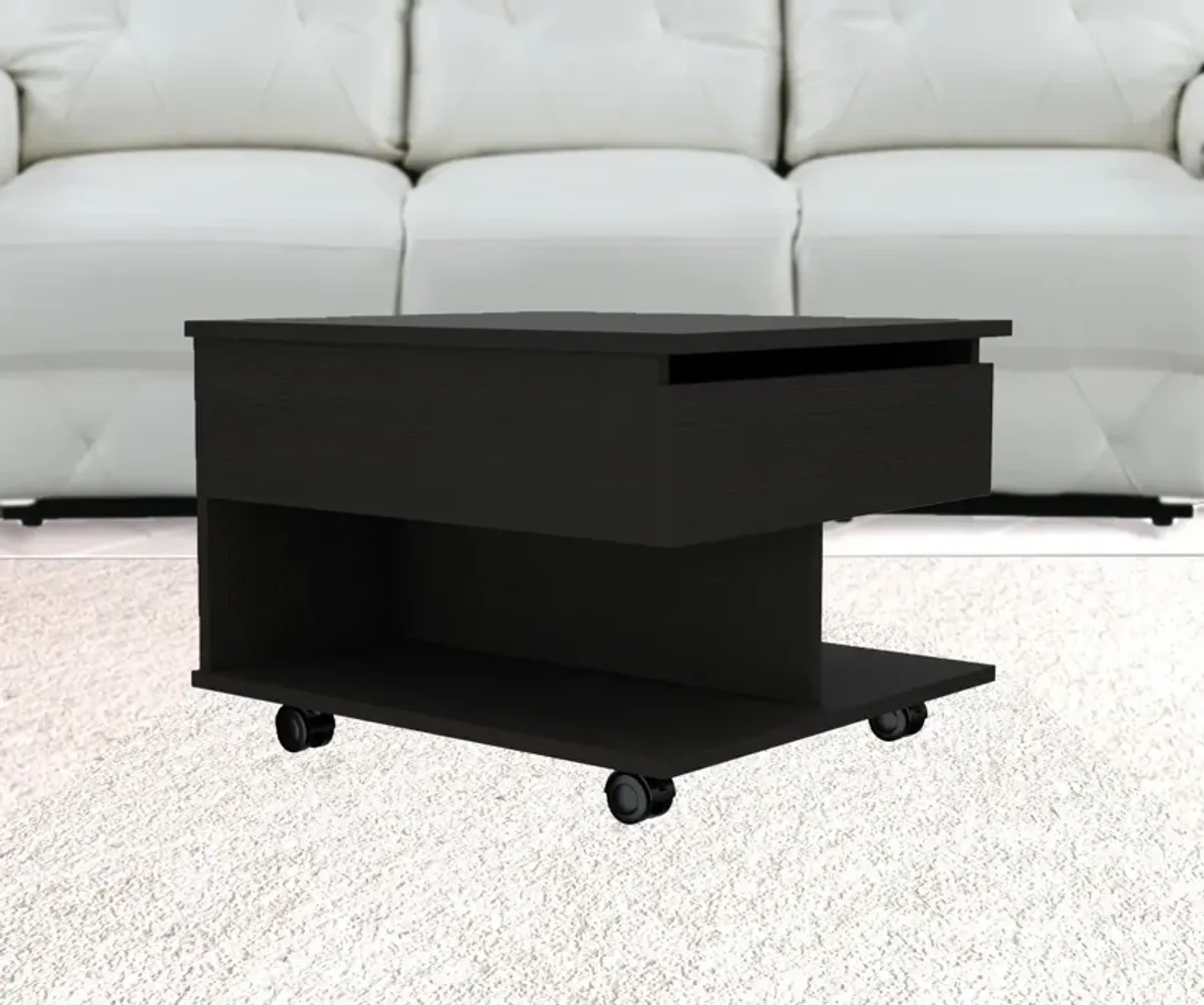 Hivvago 22" Black Manufactured Wood Rectangular Lift Top Coffee Table With Drawer