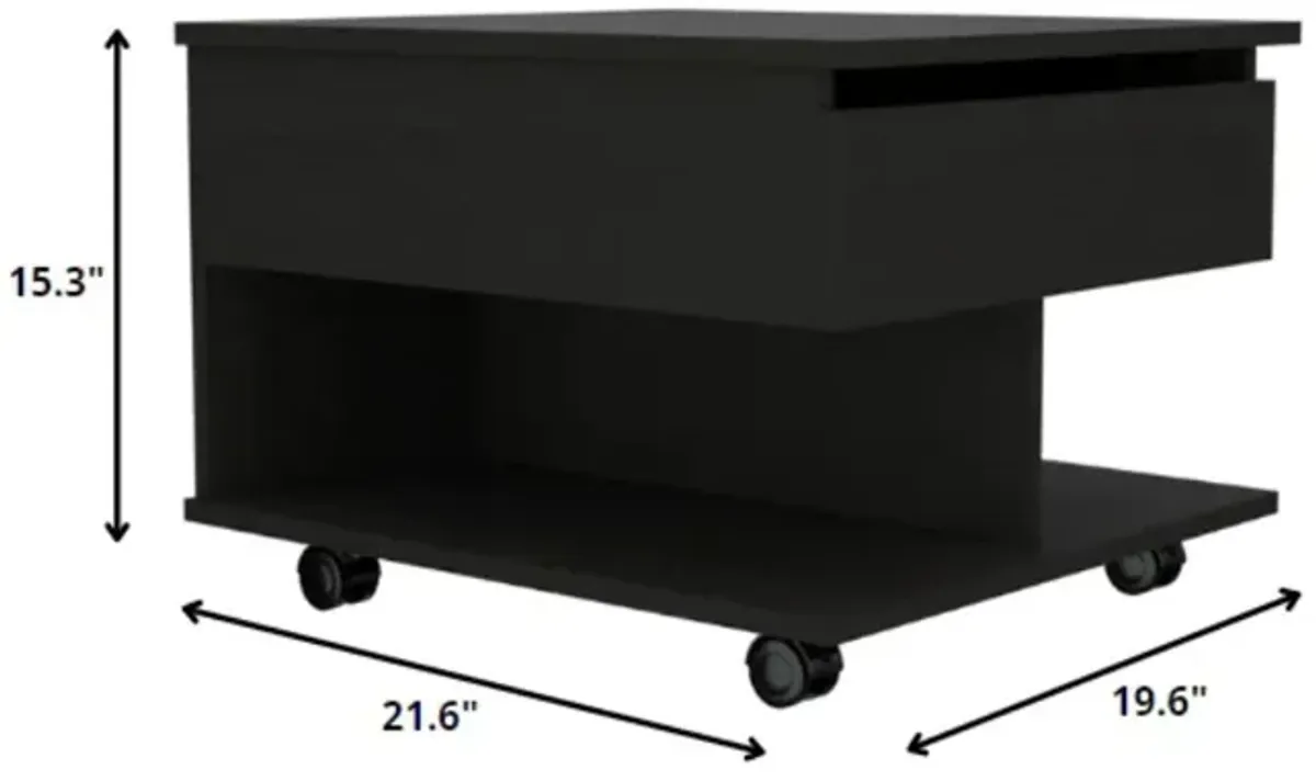 Hivvago 22" Black Manufactured Wood Rectangular Lift Top Coffee Table With Drawer