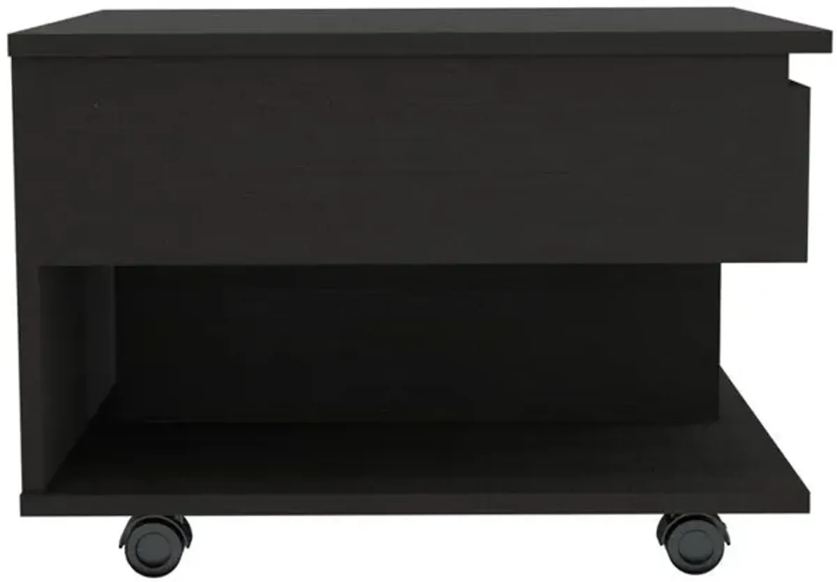 Hivvago 22" Black Manufactured Wood Rectangular Lift Top Coffee Table With Drawer