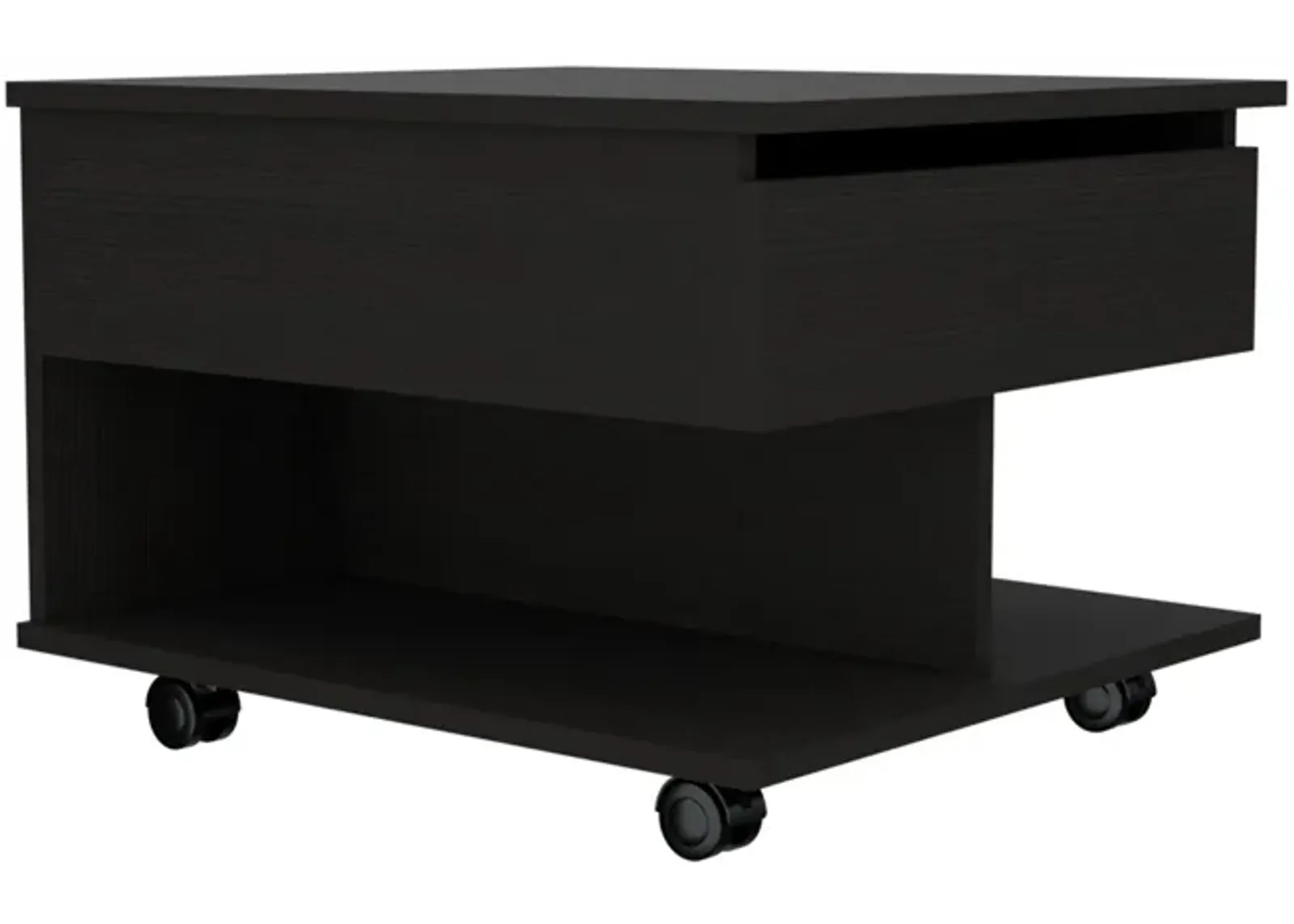 Hivvago 22" Black Manufactured Wood Rectangular Lift Top Coffee Table With Drawer