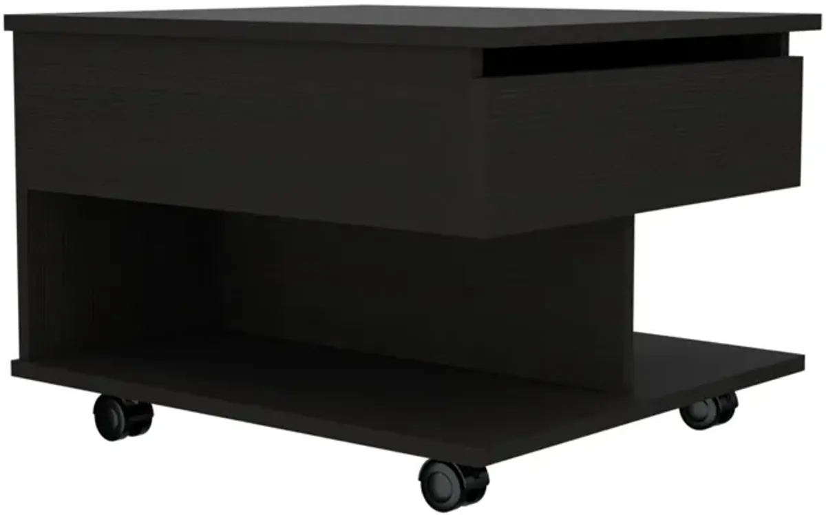 Hivvago 22" Black Manufactured Wood Rectangular Lift Top Coffee Table With Drawer