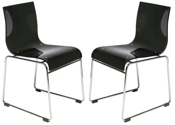 LeisureMod Lima Modern Acrylic Chair, Set of 2