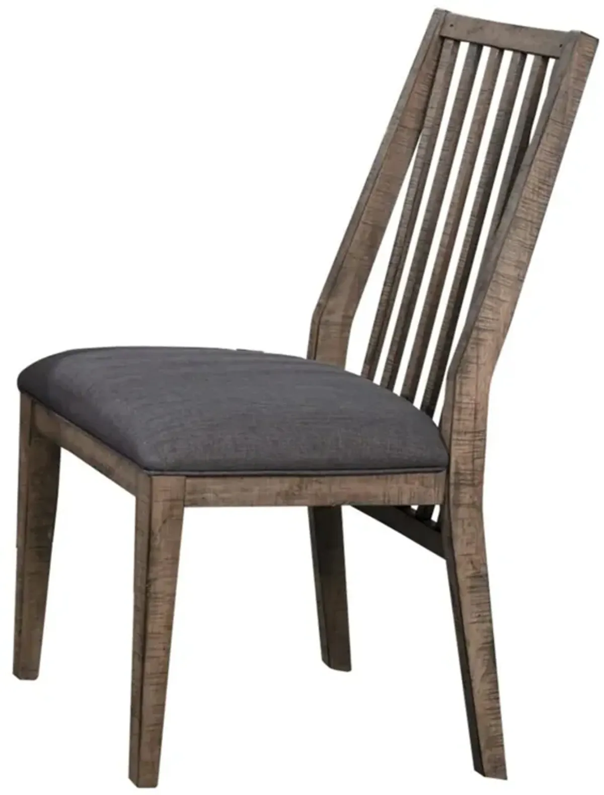 Wood Veneer Side Chair With Slatted Back, Brown, Set of 2